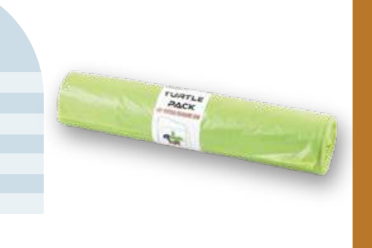 Grüne Turtle-Pack-Müllsackrolle aus dem gelieferten Produktkatalog